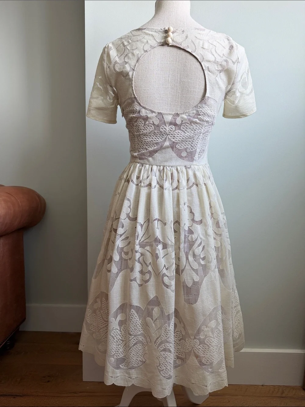 Tracy Reese Plenty Stella Cream Lace Midi Dress Anthropologie size XS 2